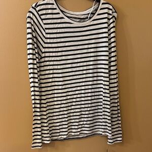 Apt. 9 Black and Cream Striped Crewneck